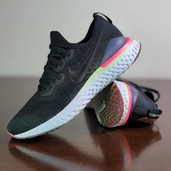 Nike Epic React Flyknit 2 Men\'s Running Shoes Size 10 Black White Gray Comfort main image 6